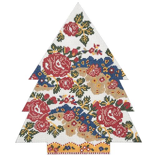 Floral Patchwork Tree Painted Canvas Cooper Oaks Design - 1