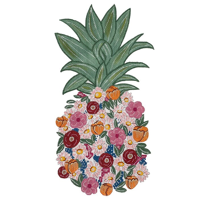 Floral Pineapple Painted Canvas Alice Peterson Company