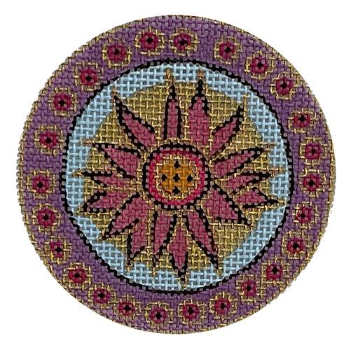 Floral Round Fuchsia Painted Canvas Danji Designs - 1