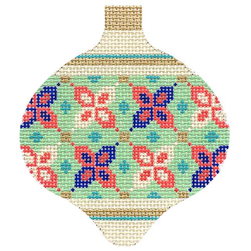 Florentine Baubles Mint Quatrefoil Painted Canvas Kirk & Bradley - 1