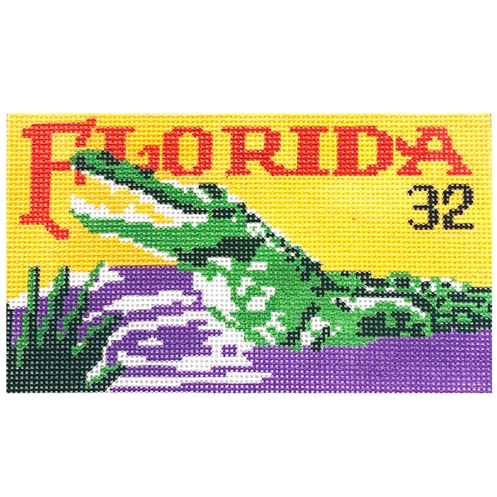 Florida Alligator on 18 Painted Canvas Atlantic Blue Canvas - 1