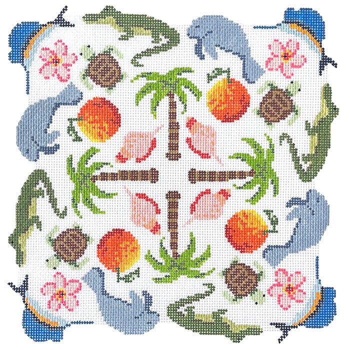 Florida Flora & Fauna Mandala Painted Canvas Mopsey Designs - 1