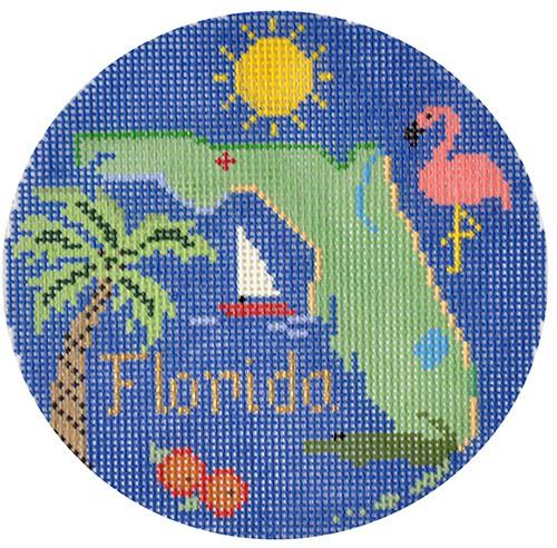Florida Ornament Painted Canvas Silver Needle - 1