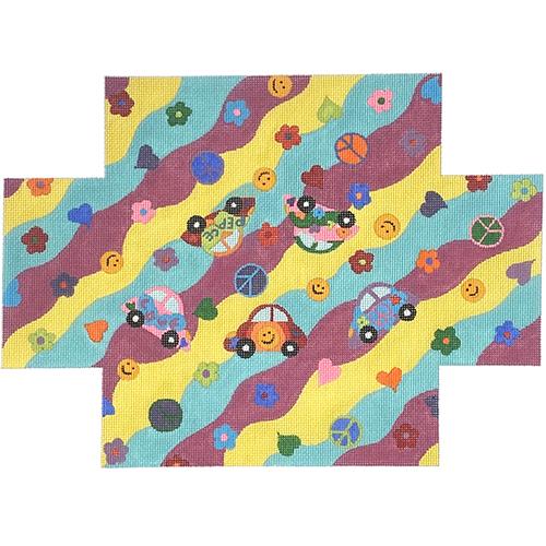 Flower Powered Beetles Brick Cover Painted Canvas The Meredith Collection - 1