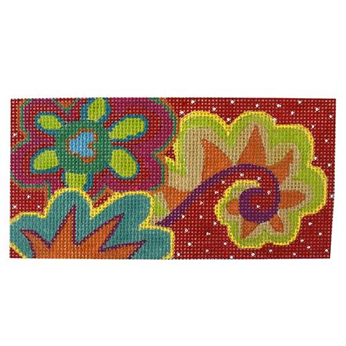 Flowers on Red Eyeglass Case Painted Canvas Colors of Praise - 1