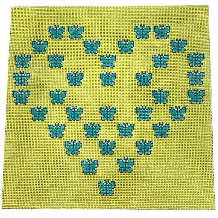 Fluttering Heart Square 1 Painted Canvas All About Stitching/The Collection Design