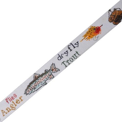 Fly Fishing Collage Belt Painted Canvas The Meredith Collection - 1