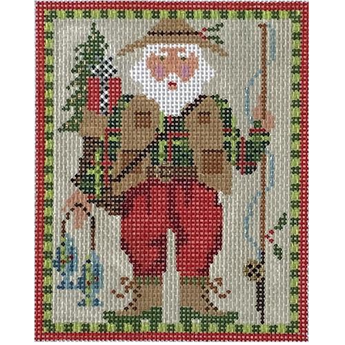 Flyfisher Santa Painted Canvas The Colonial Needle Company - 1