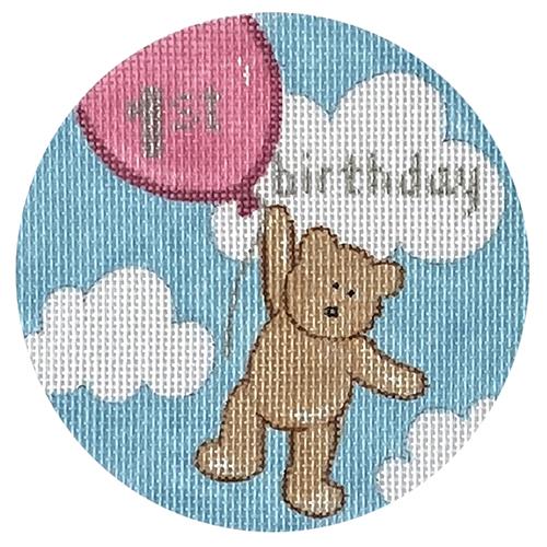 Flying High Teddy 1st Birthday Pink Painted Canvas Pepperberry Designs - 1