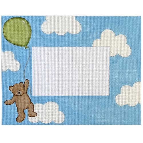 Flying High Teddy Plaque/Frame Green Painted Canvas Pepperberry Designs - 1