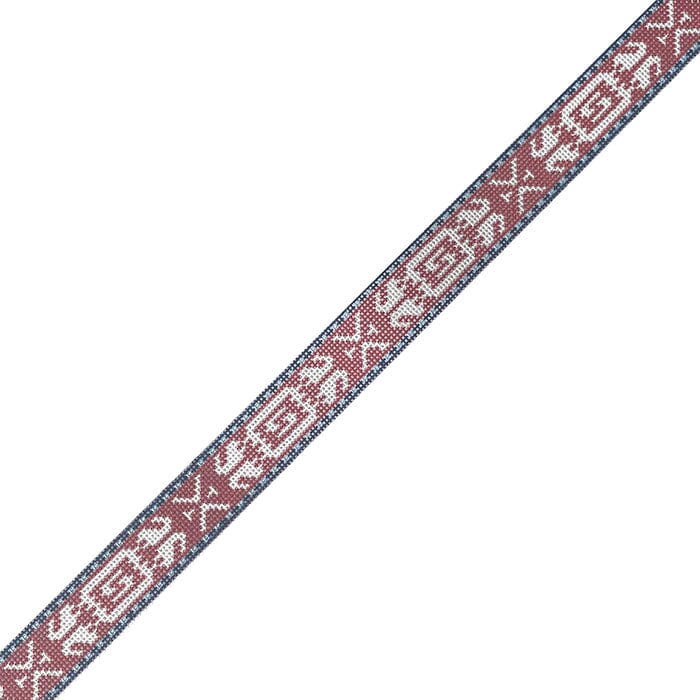 Folk Belt Beach Salmon/Navy/Sky Painted Canvas Little Stitches Needleworks - 1