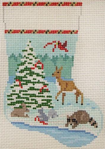 Forest Animal Tree Needlepoint Stocking Painted Canvas Susan Roberts Needlepoint Designs, Inc. - 1