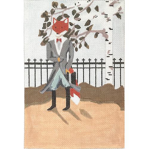 Fox & Fence Painted Canvas The Plum Stitchery - 1