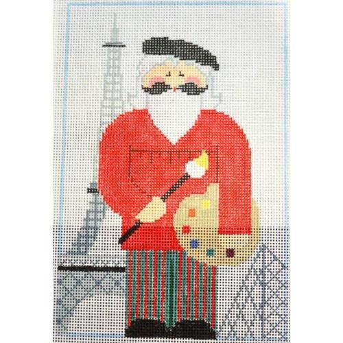 French Artitst Santa Painted Canvas Kathy Schenkel Designs - 1