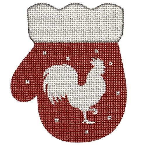 French Country Rooster Mitten Painted Canvas Pepperberry Designs - 1