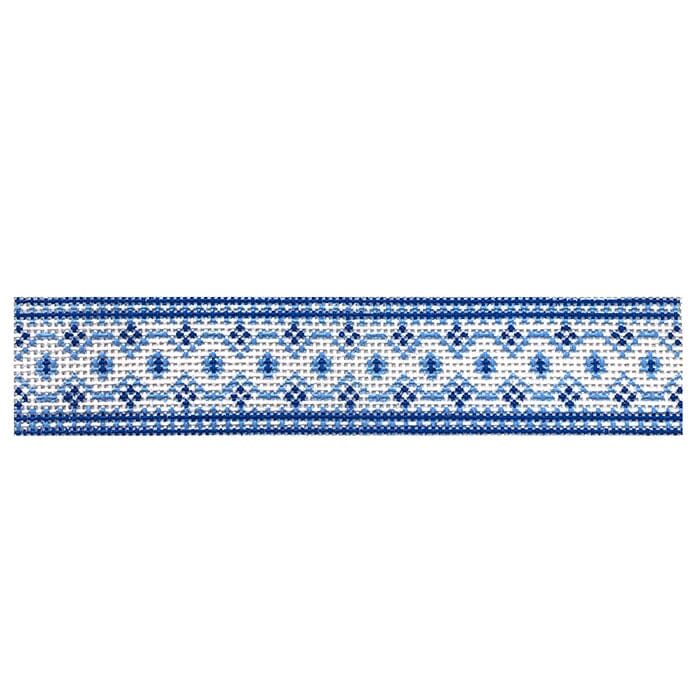 French Keychain Blue Painted Canvas Anne Fisher Needlepoint LLC - 1