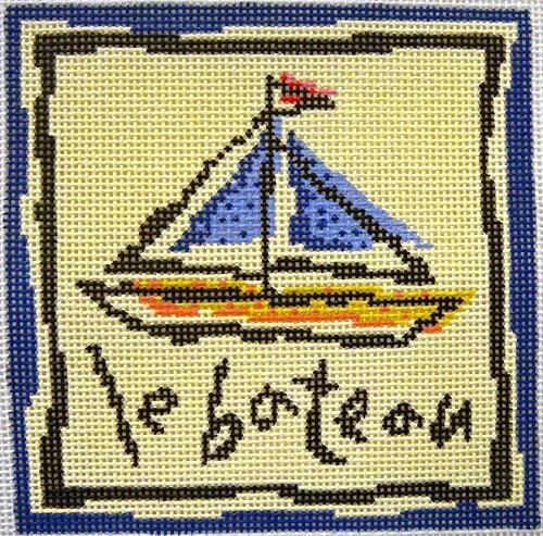 French Lesson Boat Painted Canvas Birds of a Feather - 1