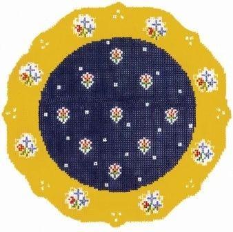 French Plate Blue Painted Canvas Cooper Oaks Design - 1