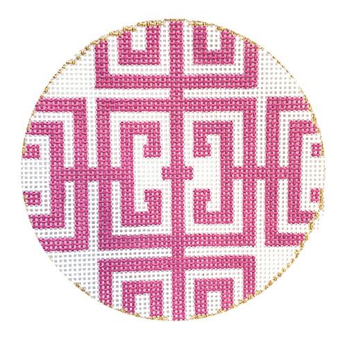 Fret in Pink Painted Canvas The Plum Stitchery - 1