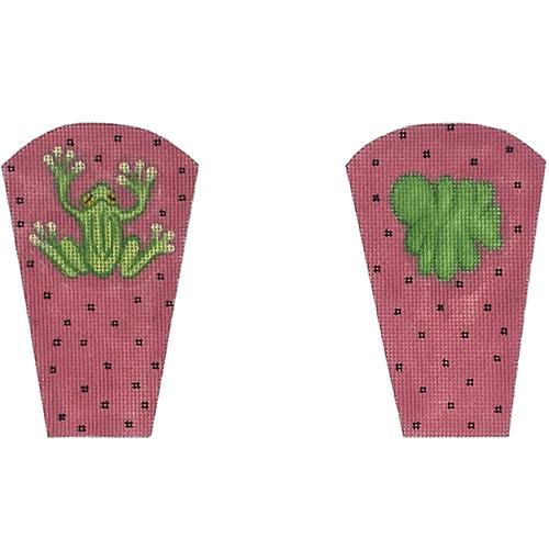 Frog on Pink Scissors Case w/ Black Dots Painted Canvas The Meredith Collection - 1