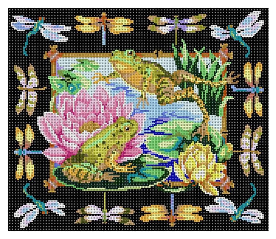Frogs Painted Canvas CBK Needlepoint Collections