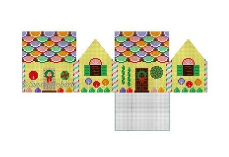 Fruit Slice & Lollipops Gingerbread House Painted Canvas Susan Roberts Needlepoint Designs Inc. - 1