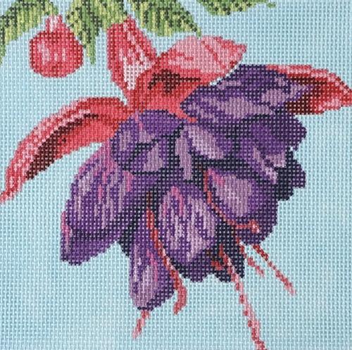 Fuschia on 13 Painted Canvas Needle Crossings - 1
