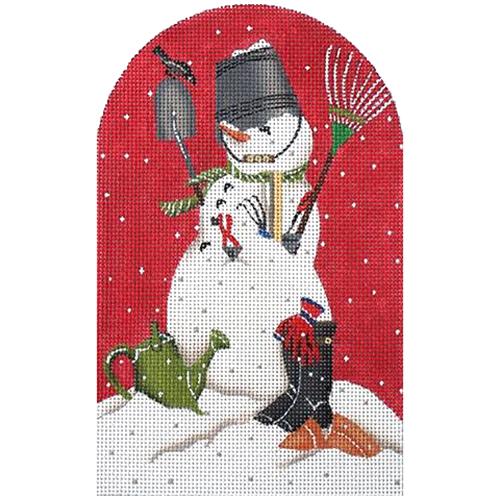 Garden Snowman Painted Canvas Mary Lake Thompson