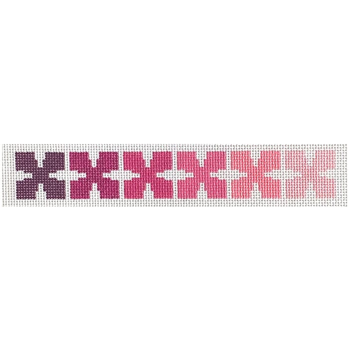 Geo Floral Key Fob Pinks Painted Canvas Mopsey Designs - 1