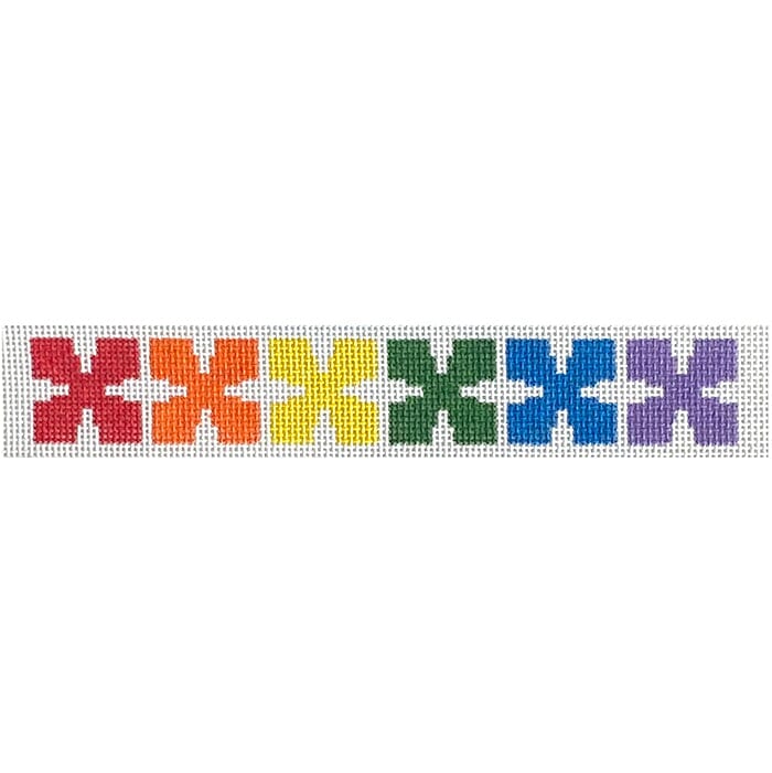 Geo Floral Key Fob Rainbow Painted Canvas Mopsey Designs - 1