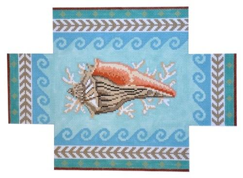 Geo Pattern Lighting Whelk Brick Cover Painted Canvas Susan Roberts Needlepoint Designs, Inc. - 1