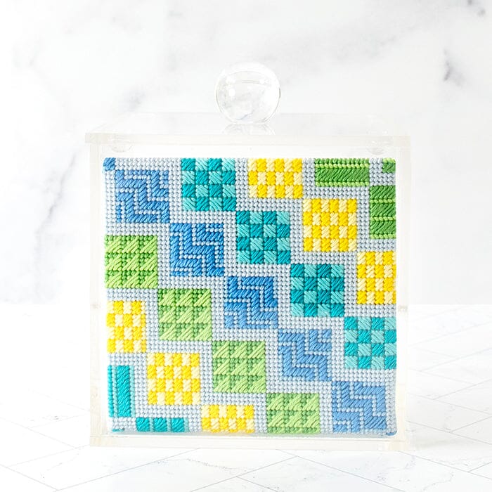 BRICK SAMPLER DECORATIVE STITCHING KIT AND CLASS -TEALS - The