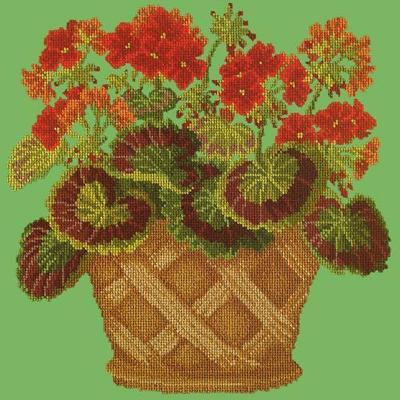 Geranium Pot Needlepoint Kit Kits Elizabeth Bradley Design Grass Green