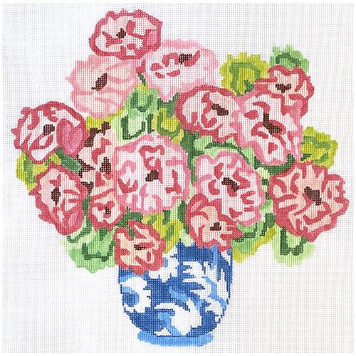 Geraniums in a Blue Bowl painted canvas jean smith - 1