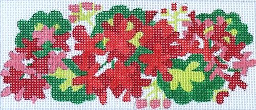 Geraniums Red & Green Painted Canvas Kate Dickerson Needlepoint Collections - 1