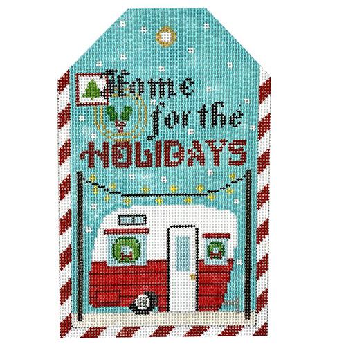 Gift Tag Home for the Holidays Camper Painted Canvas The Meredith Collection - 1