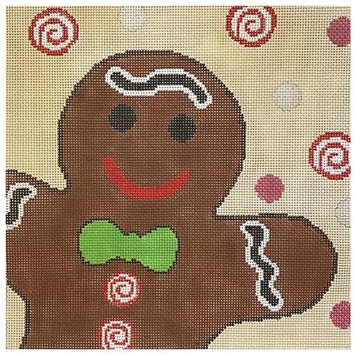 Gingerbread Boy with Swirls Painted Canvas CBK Needlepoint Collections - 1