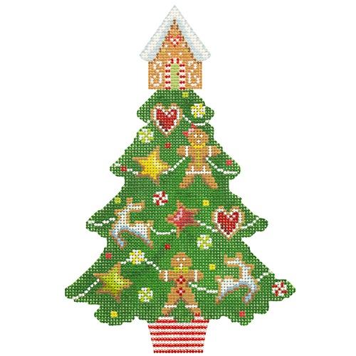 Gingerbread Christmas Tree Painted Canvas Kirk & Bradley - 1
