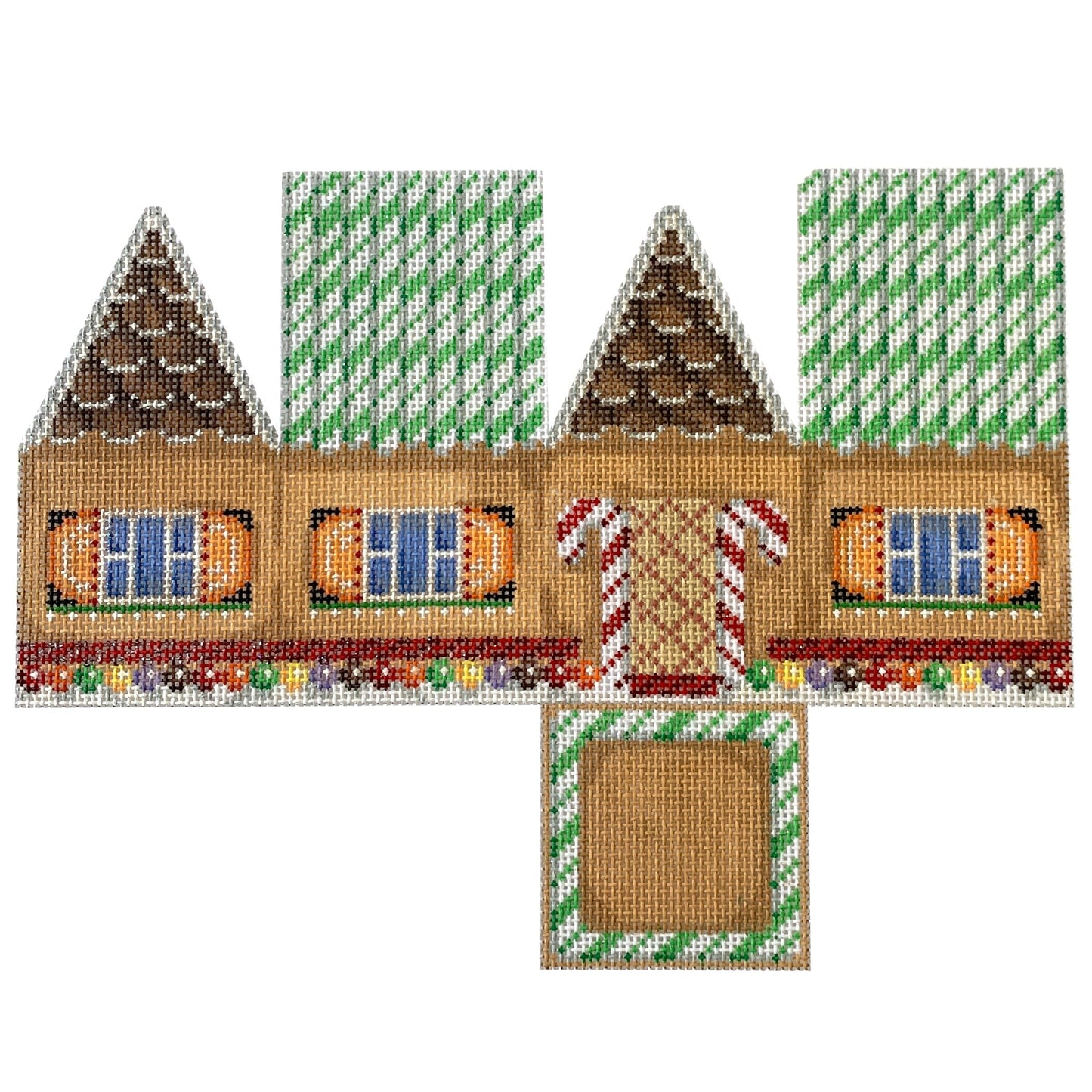 Gingerbread Cottage / Green Cane Roof Painted Canvas Associated Talents