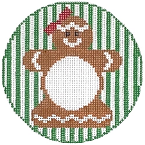 Gingerbread Girl Monogram Round Painted Canvas Rachel Donley - 1