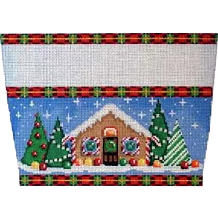 Gingerbread House Stocking Cuff Painted Canvas Associated Talents - 1