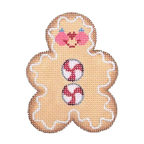 Gingerbread Man Peppermint Buttons Painted Canvas Burnett & Bradley - 1