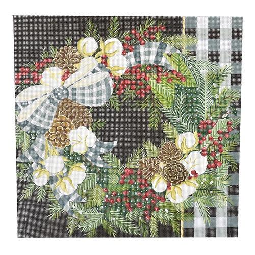 Gingham Bolls Wreath Painted Canvas Painted Pony Designs - 1