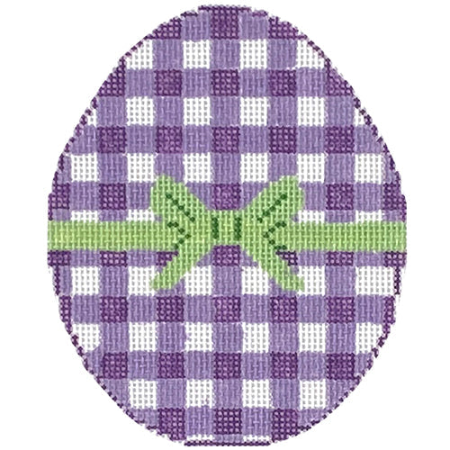 Gingham Egg Lavender Painted Canvas SilverStitch Needlepoint - 1