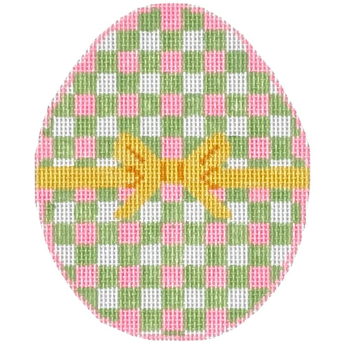 Gingham Egg Preppy Painted Canvas SilverStitch Needlepoint - 1