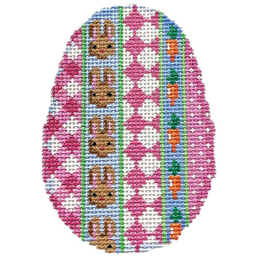 Gingham/Bunnies/Carrots Egg Painted Canvas Associated Talents 