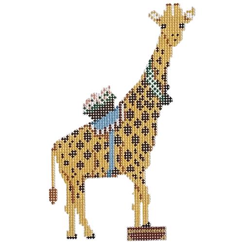 Giraffe (PLUM) Painted Canvas The Plum Stitchery