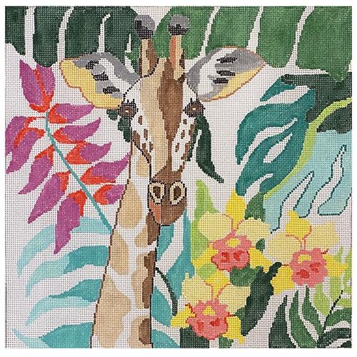Giraffe Watching Painted Canvas Jean Smith