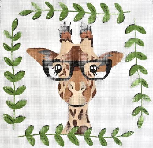 Giraffe with Glasses Painted Canvas Danji Designs
