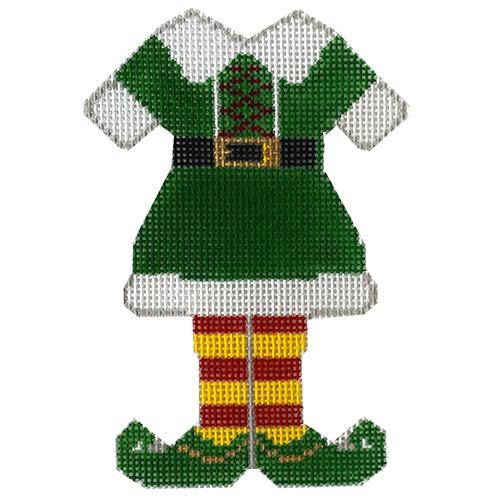 Girl Elf Suit Ornament Painted Canvas Walker Street Designs - 1